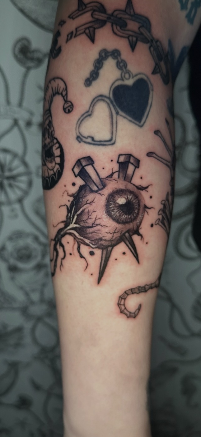 Corpse Bride gothic fine line tattoo by Hanna McCoy